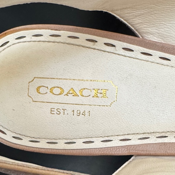 Coach Tan Slingback Heels with Buckle - Picture 3 of 9